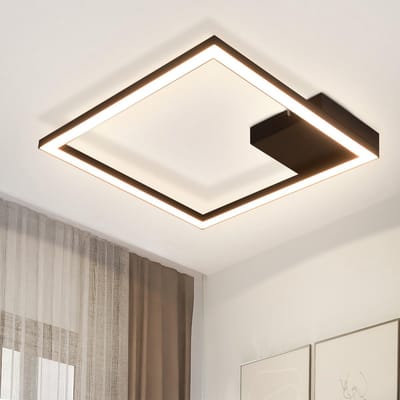 Glitzerlife - Plafondlamp Led - Modern Rechthoekig Design - Wandlampfunctie - Geen Flikkering - Metaal Kunststof - 12W Ø29,4cm Zwart