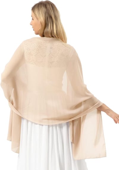 chiffon elegante gestolen sjaal voor jurken in verschillende kleuren Champagne M