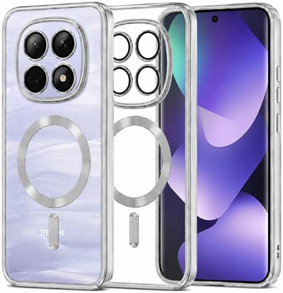 Hoesje geschikt voor Xiaomi Redmi Note 15 4G/5G / Xiaomi Poco M8 - Techsuit Luxury Crystal Back Cover - Geschikt voor MagSafe - Transparant/Zilver