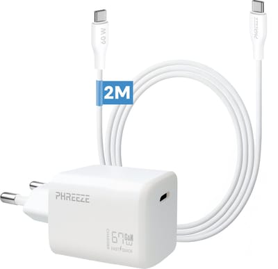 oplader usb c - 65w - met 2m snoer - usb c naar usb c - snellader - usb c power adapter - voor m1 m2 m3 m4 air 17 pro max - oplader - 2 meter