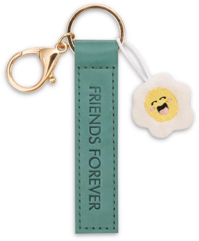 NICI sleutelhanger Friends Forever imitatieleren band groen 10cm met bloem