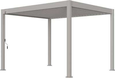 Orion Deluxe terrasoverkapping - 360x400 cm - Lichtgrijs - Luxe / Vrijstaande / Aluminium lamellen overkapping - Tuinprieel / Carport / Veranda / Pergola