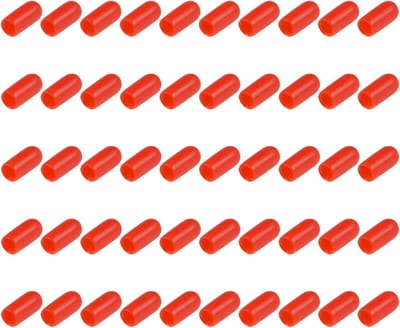 Set van 200 Rubber End Caps - Ronde Beschermers voor Buitengebruik, Schroeven en Draad (5mm, ID Rood)