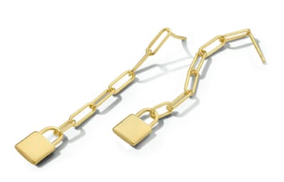 Schitterende Geelgoud Oorhangers Paperclip met Slot