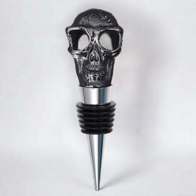 Premium Wijnstopper in Giftbox – Zwarte Skull – Luxe Flessenstop – Uniek Cadeau voor Mannen – Inclusief E-book – Catrinaz®