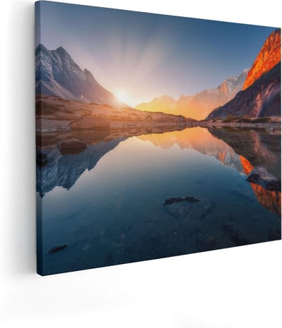 Artaza Canvas Schilderij Zonsondergang - 50x40 cm - Wanddecoratie Bergen - Muurdecoratie Landschap - Kamer Accessoires Natuur