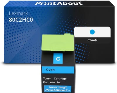 PrintAbout huismerk Toner 80C2HC0 (802HC) Cyaan Hoge capaciteit Geschikt voor Lexmark