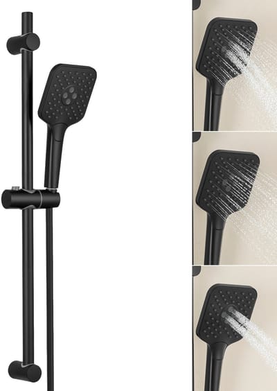 Auralum Max Doucheset met Handdouche - 70 cm Glijstang - 3 standen Handdouche - Doucheslang 150cm - Waterbesparend - Zwart