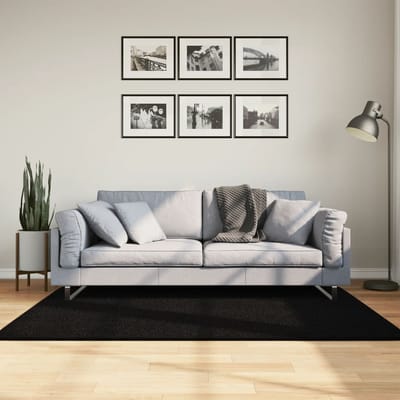 vidaXL - Vloerkleed - HUARTE - laagpolig - zacht - wasbaar - 120x170 - cm - zwart