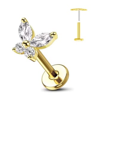 Piercing voor Oor - Kleur: Goud - Formaat: 12 x 6 MM - Titanium - Tragus / Kraakbeen / Helix / Conch - Oorpiercing - Piercing Sieraad - Hoge Kwaliteit - Labret Piercing - Luxe Sieraad - Oorbellen