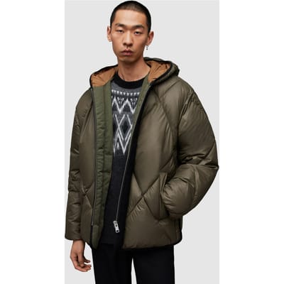 AllSaints Pegasis Puffer Coat Khaki/marsh Olive Size: M | Winter Jackets Outlet | Heren | Bruin