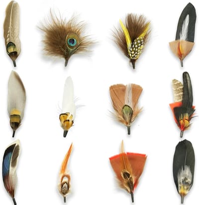 Kleurrijke Natuurlijke Veren voor Hoeden - 12 Stuks Assortiment voor Cowboy Hoeden en Creatieve Decoraties, DIY Accessoires voor Feestjes en Evenementen