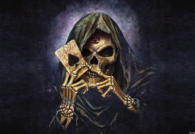 Fotobehang Skull Death Ace Alchemy | XL - 208cm x 146cm | 130g/m2 Vlies