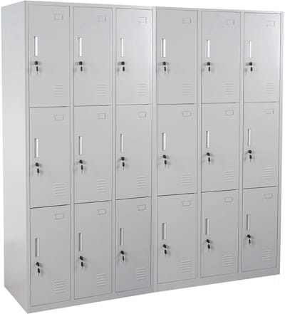 Locker Boston T829, lockerkast kluisje, metaal 18 vakken ~ grijs