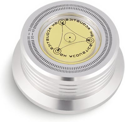 3 in 1 Platenspeler Klem met Bubble Level, 50Hz Stabilizer voor LP's en Verbeterde Geluidskwaliteit (Zilver)