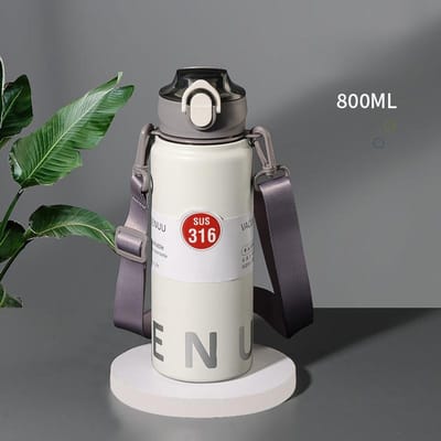 Vacuüm Beker Alleen voor Studenten Waterbeker 316 Roestvrij Staal Grote Capaciteit Heren en Dames Messenger Draagbare Rietje Sport Waterkoker 800ml-1000ml