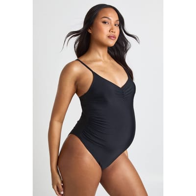 boohoo Dames Zwangerschaps Badpak Met Gerimpeld Voorpand | Zwart | Maat: 44