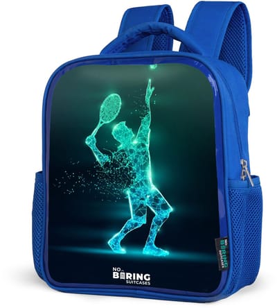 NoBoringSuitcases.com® - Rugzak blauw - Schooltas jongens - Digitale tennisspeler in futuristische stijl - Kinder rugtas jongen - Boekentas kind - Kinderrugzak voor school - Schoolrugzak
