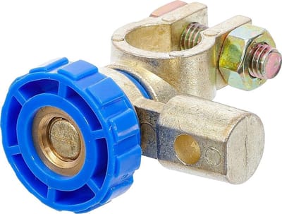 Accuadapter Gebogen - Scheidingsadapter - Voertuig Beschermen - Elektrische Scheiding - 12.5 x 8.5 x 3.5 cm - Goud/Blauw