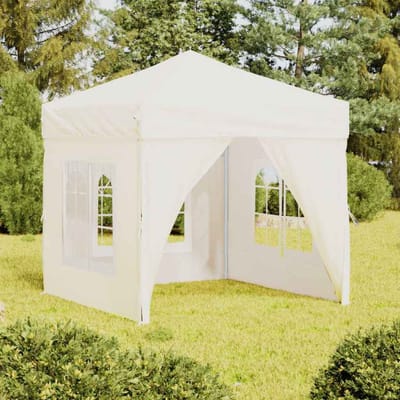 vidaXL - Partytent - inklapbaar - met - zijwanden - 2x2 - m - crèmekleurig