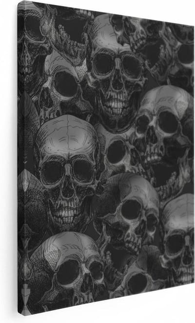 Artaza Canvas Schilderij Schedel Patroon - 30x40 cm - Klein - Muurdecoratie Skull Decoratie - Wanddecoratie Woonkamer - Schilderijen Op Canvas Gothic