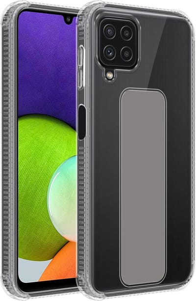 Cadorabo Hoesje geschikt voor Samsung Galaxy A22 4G / M22 / M32 4G in GRIJS - Beschermhoes gemaakt van flexibel TPU silicone Cover Case met houder en standfunctie