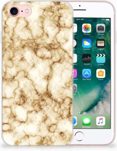 iPhone SE 2022 | SE 2020 | 8 | 7 TPU Siliconen Hoesje Marmer Goud