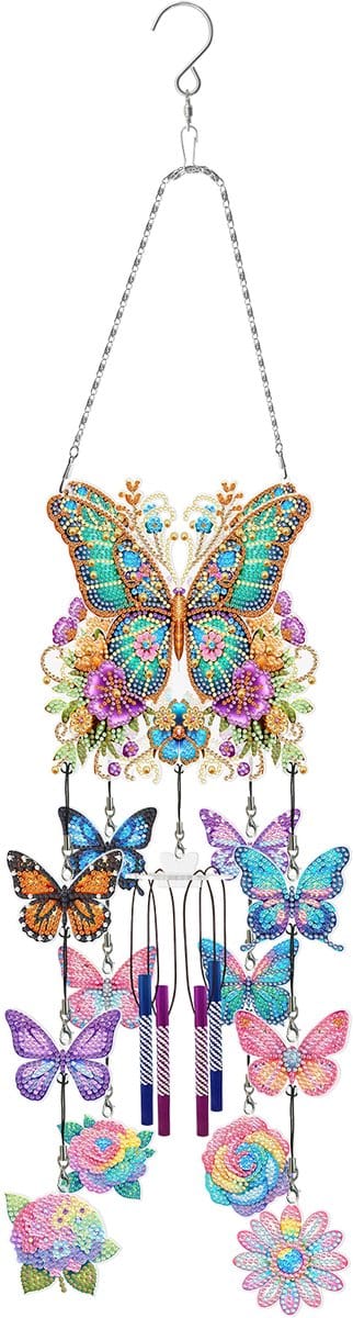 Adorzy Diamond Painting Windgong – Raamhanger - Diamond Painting Volwassenen – Diamond Painting Kinderen – Raamhanger Vlinder