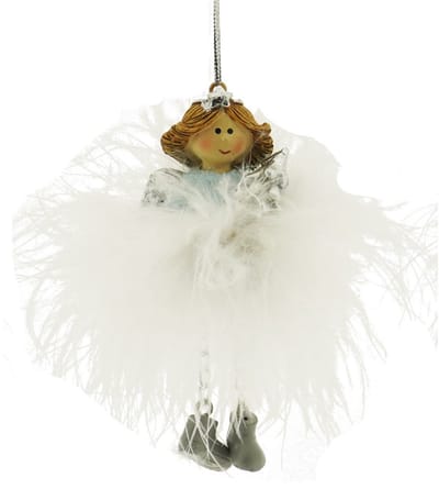 Home Society - Ornament Margo Wit Blauw/Zilver - Kerstengeltjes - 3 stuks