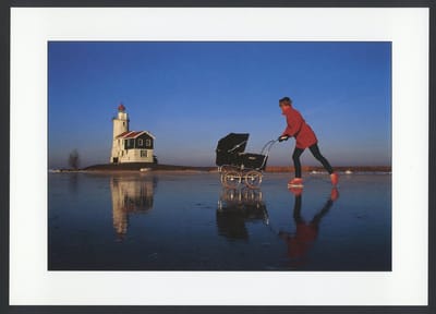 Kinderwagen op het ijs - Winterkaarten - Set van 10 enkele kaarten met eco-katoen enveloppen