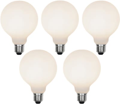LUEDD Set van 5 E27 3-staps dimbare LED lamp G95 mat 5W 550 lm 3000K