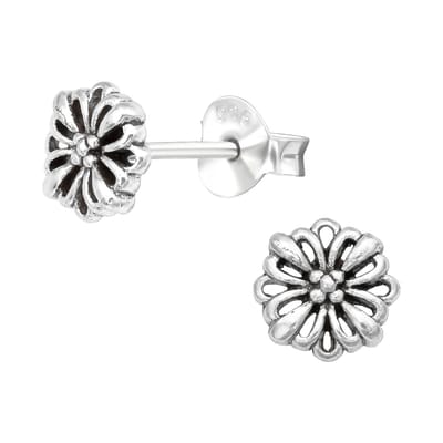 Aramat Jewels | Oorbellen | 925 Zilveren Bloem Oorbellen met Emaille Diverse Kleuren - Bloemetjes | Geoxideerd zilver-6mm | |7mm | Zilver | Kinderen, Volwassenen | Verkleurd niet