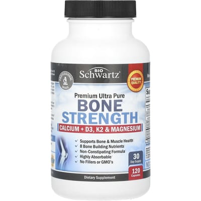 BioSchwartz, Botsterkte, Calcium + D3, K2 en Magnesium, 120 Capsules