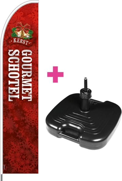 Beachflag - Gourmet Schotel #1 - Vlag + Parasolvoet + Rotator + Hengelsysteem + Draagtas - Actievlag.nl