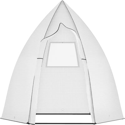 Daity Mini winterkas met oprolbare deur, geschikt voor planten, tuin, balkon en winterbescherming, wit, 160 x 140 x 180 cm
