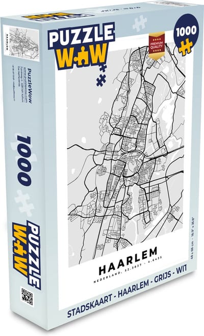 Puzzel Stadskaart - Haarlem - Grijs - Wit - Legpuzzel - Puzzel 1000 stukjes volwassenen - Plattegrond