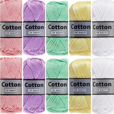 Cotton eight zachte pastel kleuren - katoengaren pakket - 10 bollen - breigaren/haakgaren
