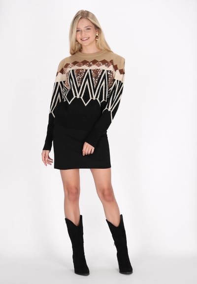 IZIA Jumper Dames Beige Veelkleurig