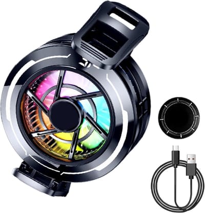 Magnetische Telefoonkoeler - Smartphone Ventilator - Apparaten Koelen - Realtime LED Temperatuurweergave - 5 x 10 x 5 cm - Zwart