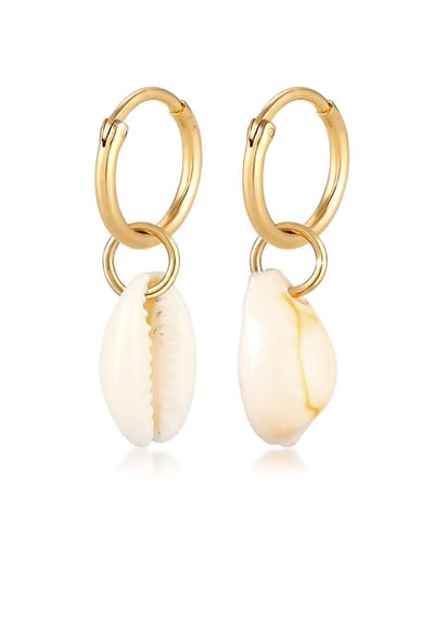 Elli Dames Oorbellen Dames oorringen Kauri Schelp Zee Vakantie in 925 Sterling Zilver Verguld