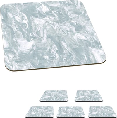 Onderzetters voor glazen - Grijs - Marmer print - Verf - Patroon - 10x10 cm - Glasonderzetters - 6 stuks