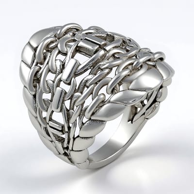 Cavill - Zilveren Ring - 925 Sterling Zilver Geoxideerd - Desert Chic Kettingschakel Design - Statement Ring Modern Zilver - Maat 17 18 19