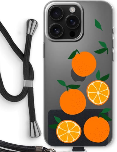 Case Company® - Hoesje met koord geschikt voor iPhone 16 Pro Max hoesje met Koord - Will you be my clementine - Telefoonhoesje met Zwart Koord - Bescherming aan alle Kanten en Over de Schermrand