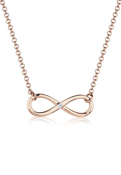 Elli PREMIUM - Halsketting - Dames Infinity Hanger Oneindig met Diamant (0.03 ct.) in 925 Sterling Zilver - Dames
