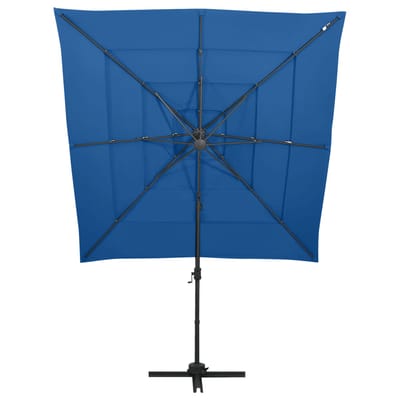 vidaXL - Parasol - 4-laags - met - aluminium - paal - 250x250 - cm - azuurblauw