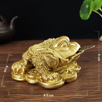 Gouden Driebenige Pad Kikker Standbeeld Sculptuur Ornament Boeddhabeeld Hars Beeldjes Geluksgeschenken Geldmunt Huisdecoratie