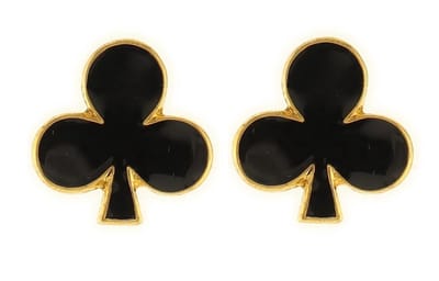 Behave Dames oorbellen steker goud-kleur zwart klaver 1,5 cm