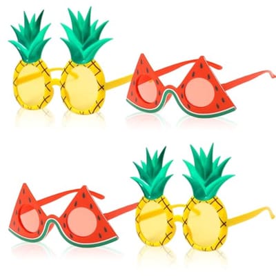 4 Stuks Grappige Zonnebrillen - Ananas & Watermeloen - Zomer Strand Thema Accessoires