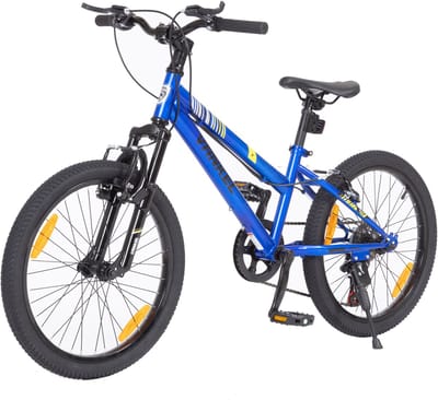 20 inch Kinderfiets MTB - 6 Versnellingen voor Jongens & Meisjes (6-10 Jaar) | Stalen Frame met V-Brakes & Verstelbaar Zadel - Blauw