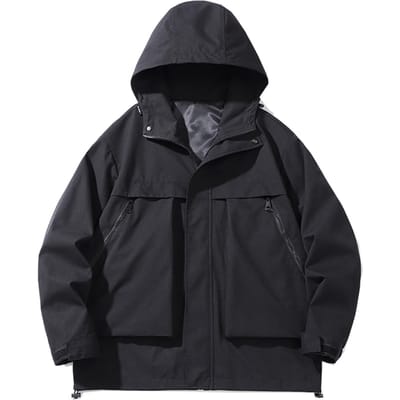 Parka de montagne coupe-vent, manteau fin à la main, pull, veste d'extérieur grande taille, coupe-vent, déperlant, extérieur [Jzozuxvv] Homme Printemps/Automne noir